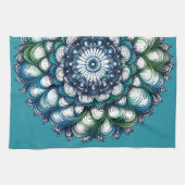 Blauw groen medaillon - Abstract Theedoek (Horizontaal)