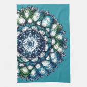 Blauw groen medaillon - Abstract Theedoek (Verticaal)