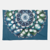 Blauw groen medaillon - Abstract Theedoek (Horizontaal)