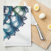 Blauw groen medaillon - Abstract Theedoek (Quarter Fold)