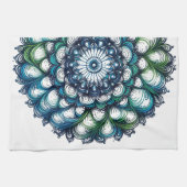 Blauw groen medaillon - Abstract Theedoek (Horizontaal)