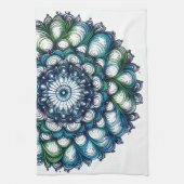 Blauw groen medaillon - Abstract Theedoek (Verticaal)