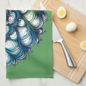 Blauw groen medaillon - Abstract Theedoek (Quarter Fold)