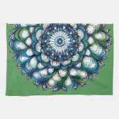 Blauw groen medaillon - Abstract Theedoek (Horizontaal)