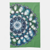 Blauw groen medaillon - Abstract Theedoek (Verticaal)