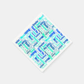 Blauw Groen Meertalige Bedankt Typografie Collage Servet (Hoek)