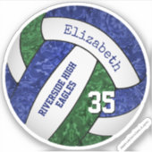 Blauw groen meisjes volleybal team kleuren sticker (Voorkant)