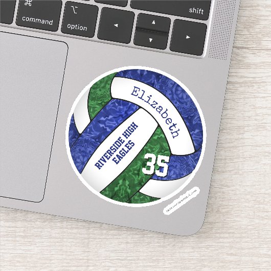 Blauw groen meisjes volleybal team kleuren sticker (Detail)