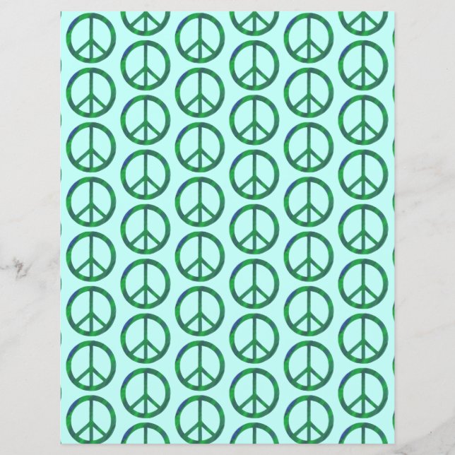 Blauw groen mengt vredestekens, plakboekdocument (Voorkant)