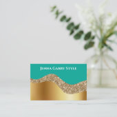 Blauw Groen met Goud en Glitter Beauty Style Visitekaartje (Staand voorkant)