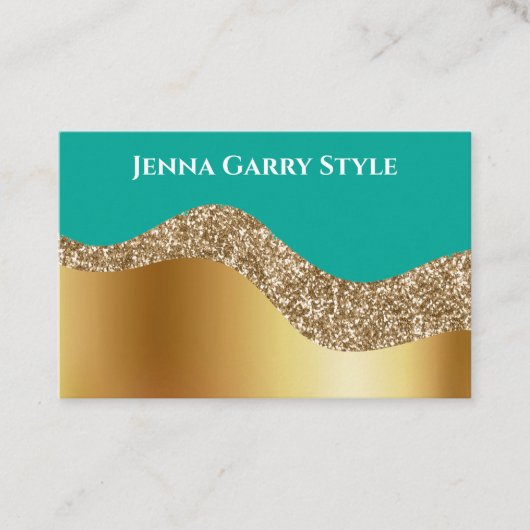 Blauw Groen met Goud en Glitter Beauty Style Visitekaartje (Voorkant)