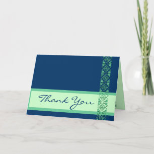 BLAUW & GROEN met Kanten Trouw Dank Je Bedankkaart
