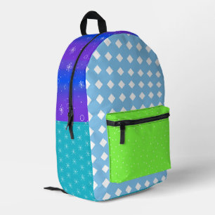 Blauw groen mix patroon excentrische rugzak
