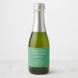Blauw Groen Modern Aangepaste 50e Verjaardag Bedan Sparkling Wijnetiket