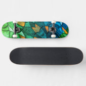 Blauw groen modern expressionisme persoonlijk skateboard (Horizontaal)