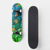 Blauw groen modern expressionisme persoonlijk skateboard (Voorkant)