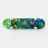 Blauw groen modern expressionisme persoonlijk skateboard (Horizontaal)