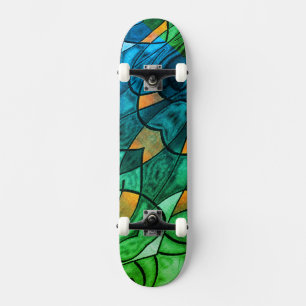 Blauw groen modern expressionisme persoonlijk skateboard
