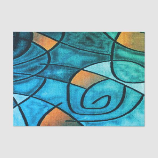Blauw groen modern expressionisme tissuepapier (Voorkant)