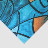 Blauw groen modern expressionisme tissuepapier (Detail)