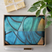 Blauw groen modern expressionisme tissuepapier (Geschenk)