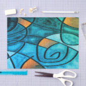 Blauw groen modern expressionisme tissuepapier (Craft)