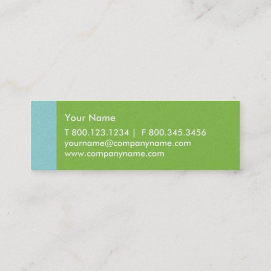 Blauw Groen Modern Mini Visitekaartje (Achterkant)