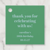 Blauw Groen Moderne Douane 50e Verjaardag Dank u Bedankjes Labels (Voorkant)