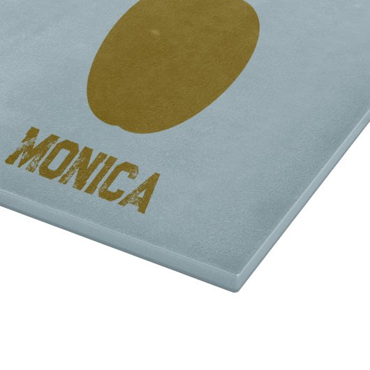 Blauw groen moderne script naam  snijplank (Hoek)