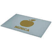 Blauw groen moderne script naam  snijplank (Hoek)