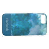 Blauw & Groen Moderne Waterverf Aangepaste monogra Case-Mate iPhone Case (Achterkant (Horizontaal))