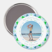  Blauw Groen Moederdag Keepsake Fotocadeau Magneet (Voorkant / Achterkant)
