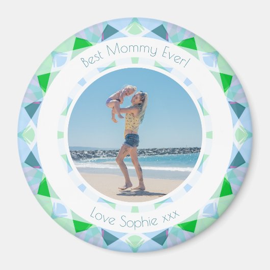  Blauw Groen Moederdag Keepsake Fotocadeau Magneet (Voorkant)
