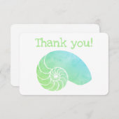 Blauw Groen Nautilus Flat Dank u kaart (Voorkant / Achterkant)