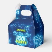 Blauw Groen Neon Gloeiende Jongens Verjaardag Pool Bedankdoosjes (Achterkant)