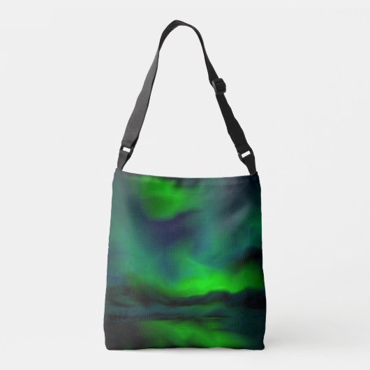 Blauw Groen Noordelijk Licht en Jouw naam Crossbody Tas (Achterkant)
