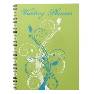 Blauw groen Notitieboek van de bruine Floral Weddi