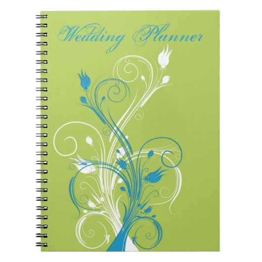 Blauw groen Notitieboek van de bruine Floral Weddi (Voorkant)
