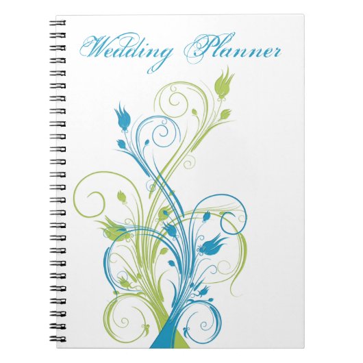 Blauw groen Notitieboek van de bruine Floral Weddi (Voorkant)