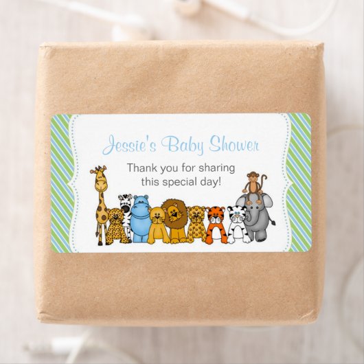 Blauw Groen Oerwoud Dieren Waterfles Favor Etiket (Insitu)