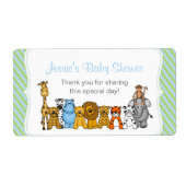 Blauw Groen Oerwoud Dieren Waterfles Favor Etiket (Voorkant)