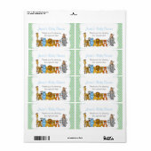 Blauw Groen Oerwoud Dieren Waterfles Favor Etiket (Full Sheet)