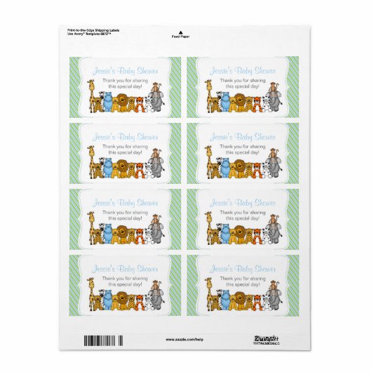 Blauw Groen Oerwoud Dieren Waterfles Favor Etiket (Full Sheet)