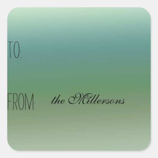 Blauw Groen Ombre Cadeau Label (Voorkant)