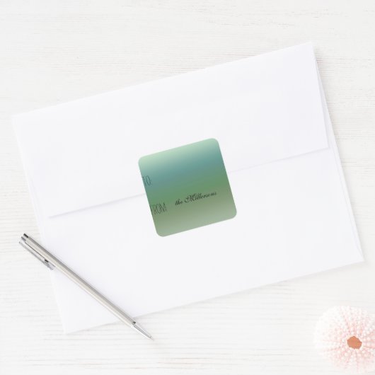Blauw Groen Ombre Cadeau Label (Envelop)
