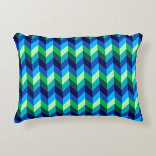 Blauw Groen Ombre Chevrons Accent Kussen