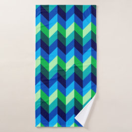 Blauw Groen Ombre Chevrons Badhanddoek