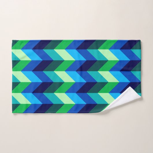 Blauw Groen Ombre Chevrons Badhanddoek Set Bad Handdoek (Handdoek)