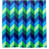 Blauw Groen Ombre Chevrons Douchegordijn (Voorkant)