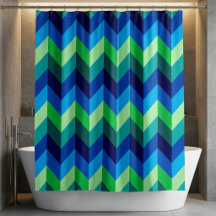 Blauw Groen Ombre Chevrons Douchegordijn
